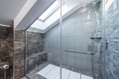 Finished Shower with Glass Doors